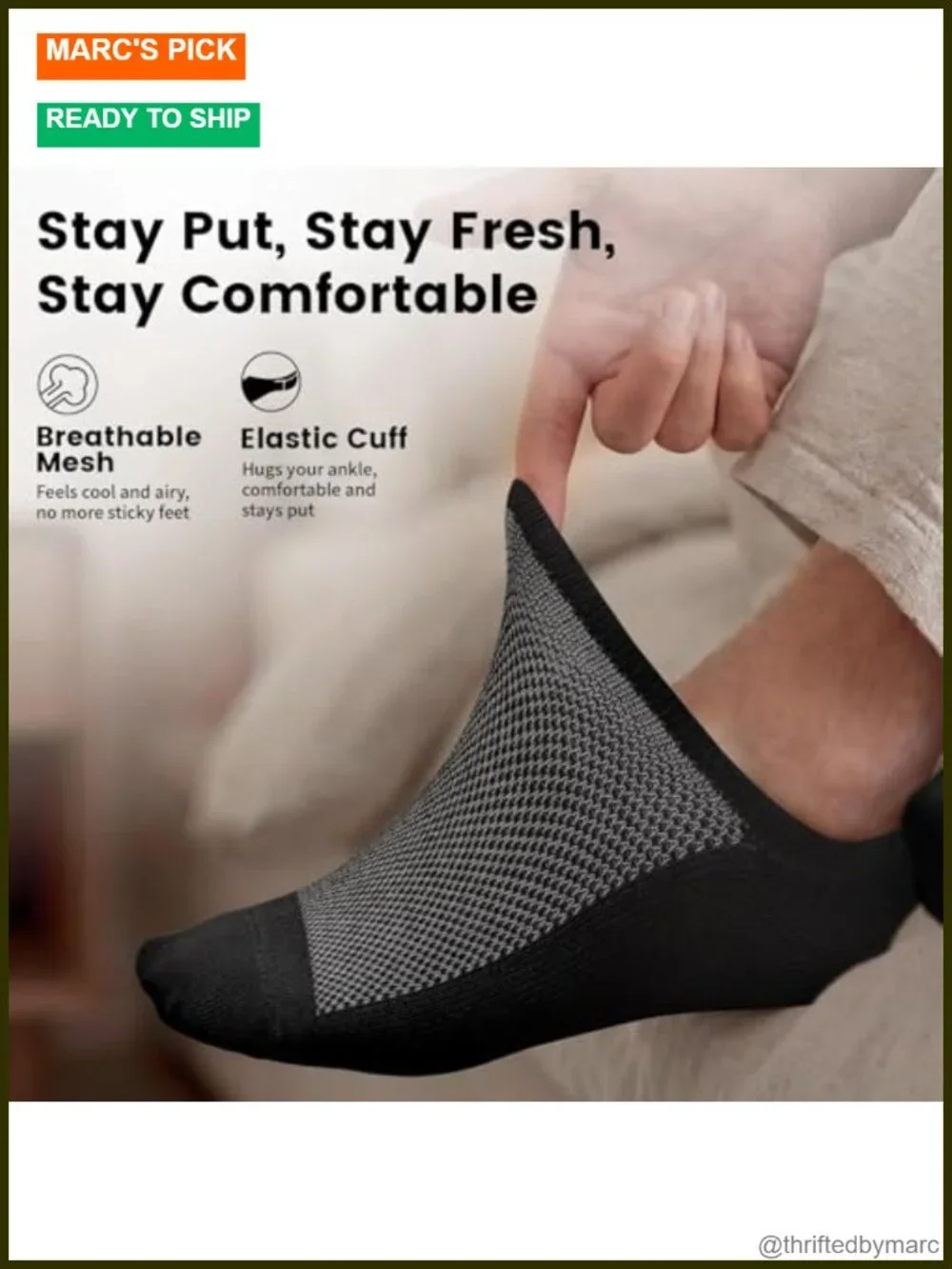 No Show Socks Men Low Cut Ankle Cotton with Non Slip Grips